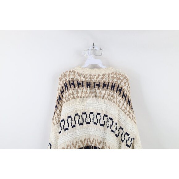 Vtg 90s Streetwear Mens XL Distressed Chunky Cotton Fair Isle Knit Sweater USA - Picture 12 of 13